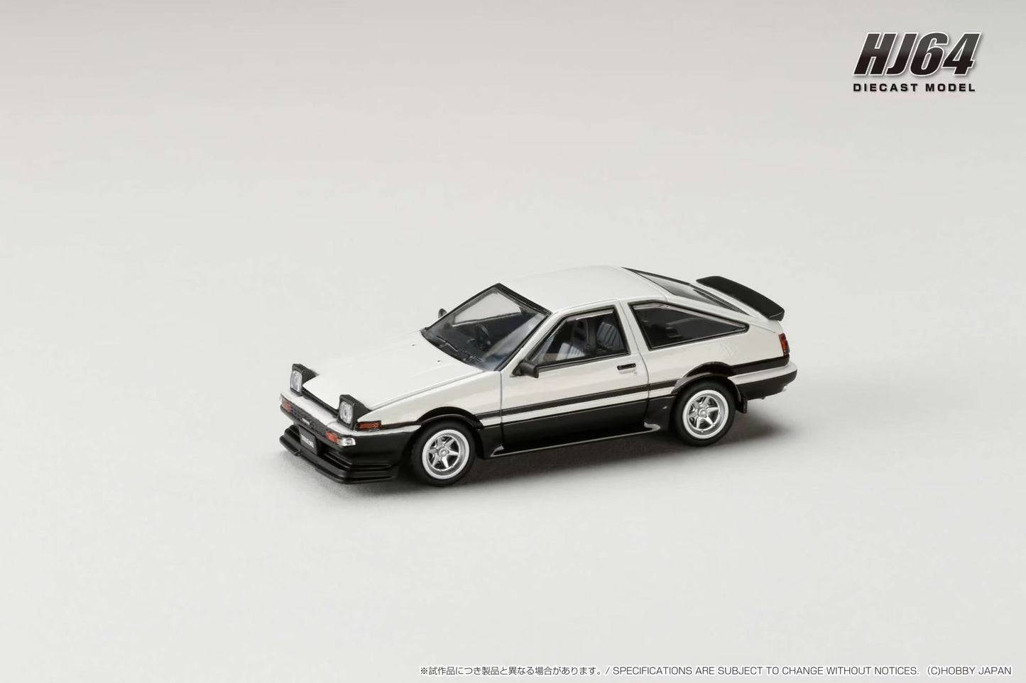 Hobby Japan 1:64 Toyota Sprinter Trueno GT Apex AE86 Late Version JDM Style White Black Pop Up Lights Openable Front Hood with Detailed Engine Toyota Official Licensed (HJ645052WB)