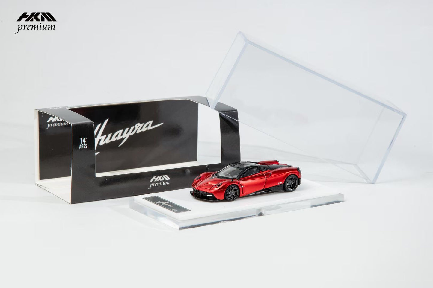 HKM Premium 1:64 Pagani Huayra Coupe 2014 Metallic Red (Movable Rear Engine Boot, 2 Gull Wing Doors, Front and Rear Spoilers) Limited 999 Pieces