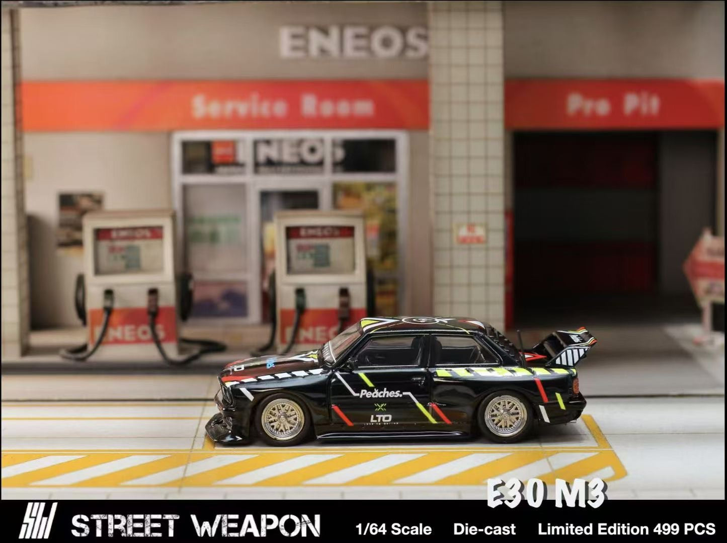 Street Weapon 1:64 BMW M3 E30 Live to Offend LTO Custom Black Peaches Edition
