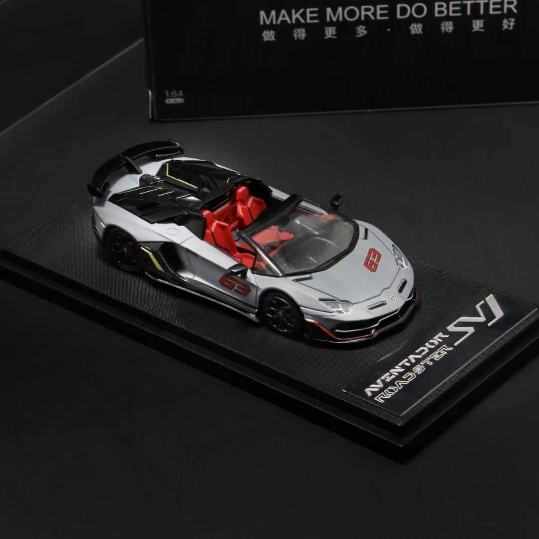 Maxwell X Rhino Model 1:64 Lamborghini Aventador LP770-4 SVJ #63 Combat Grey (China Beijing Hobby Expo HEC 2025 Event Edition)