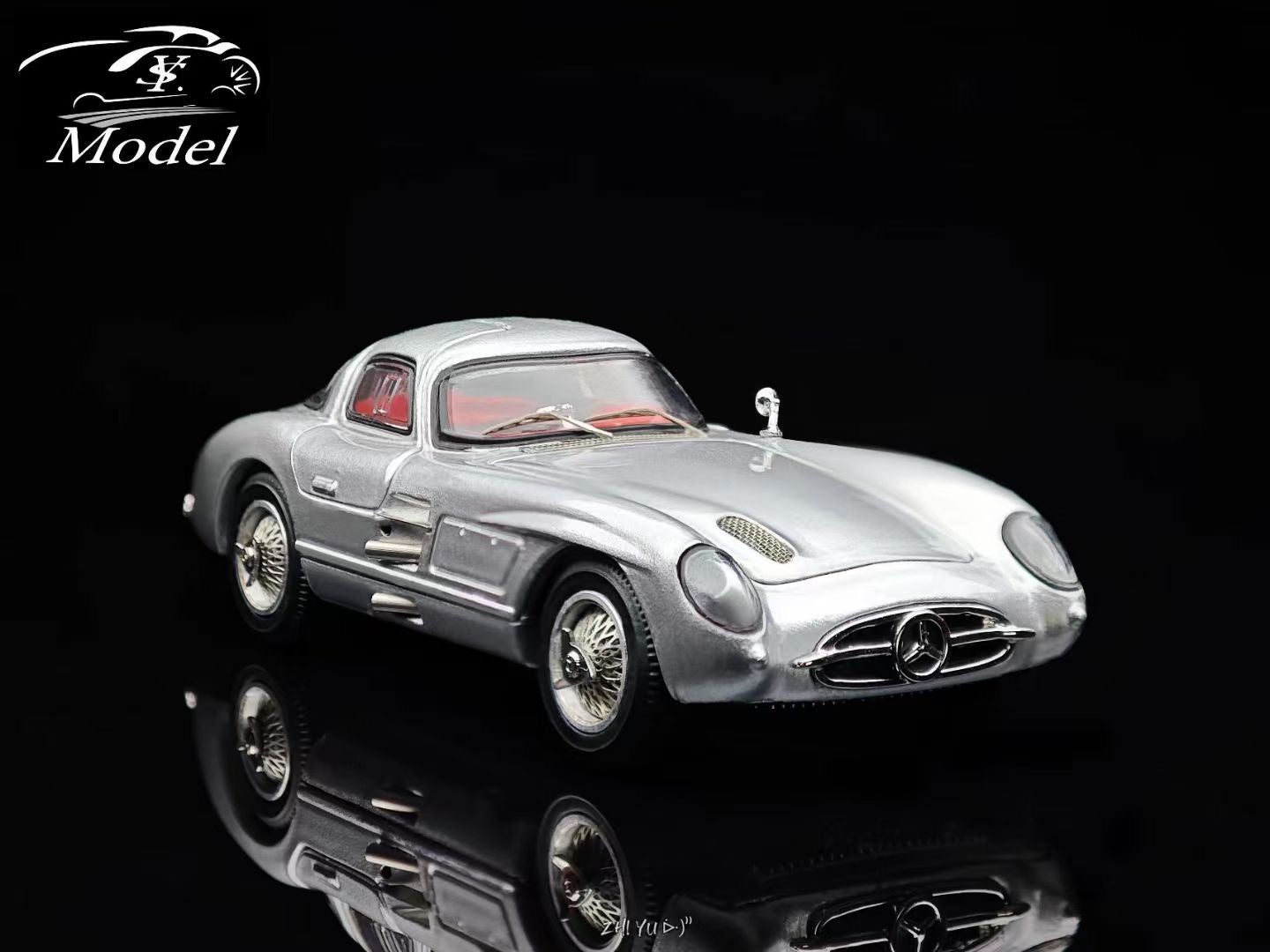 YS Model 1:64 Mercedes Benz SL Class MK1 300SLR W196S 1955 Uhlenhaut Coupe Openable Front Engine Hood and Gull Wing Doors