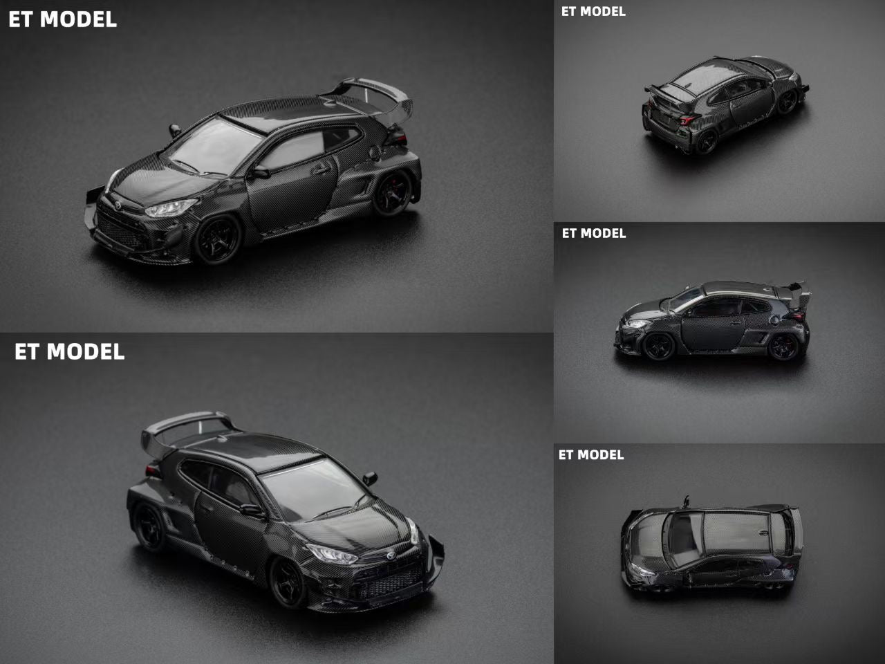 Fuji X ET Model 1:64 Toyota GR Yaris Pandem Rocket Bunny Wide Body Hot Hatch Full Carbon Black Limited 499 Pieces