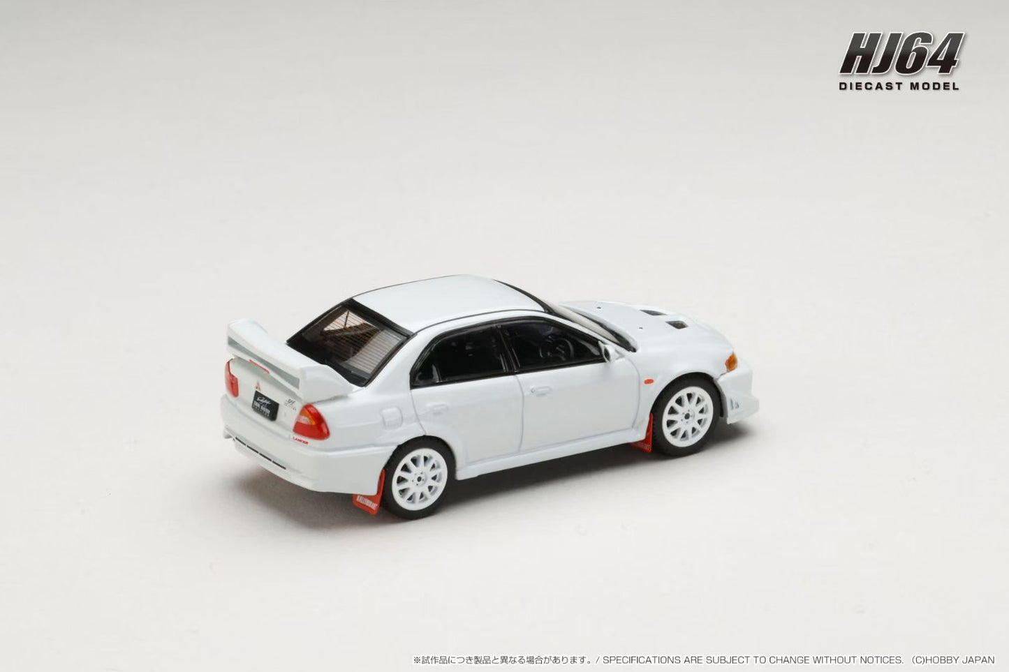 Hobby Japan 1:64 MITSUBISHI LANCER GSR EVOLUTION 6 (T.M.E) (CP9A) 2000 with Mud flap Scortia White Official Licensed (HJ642033BW)