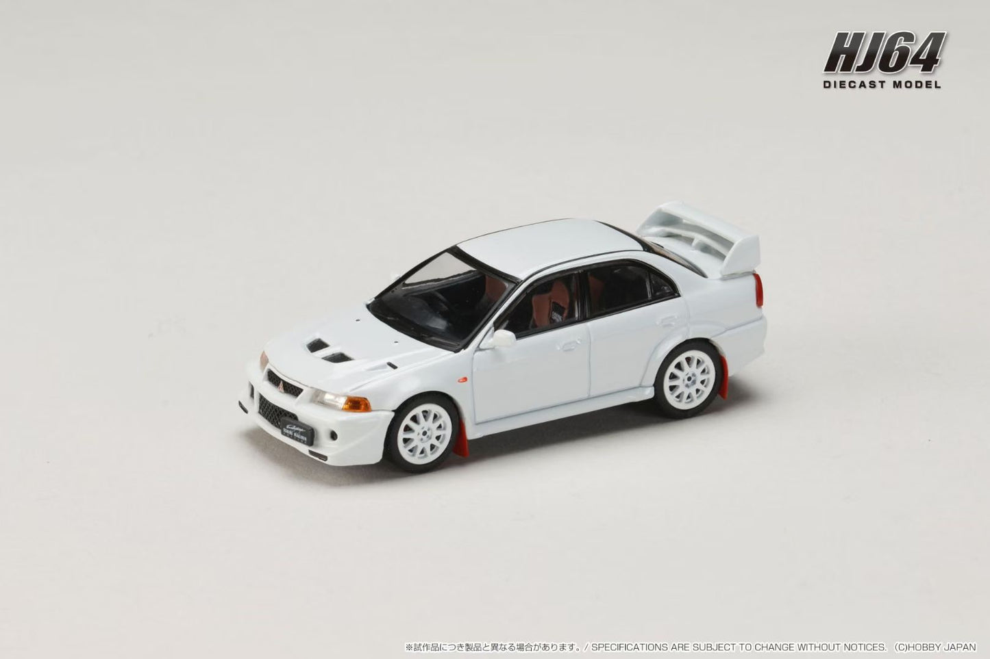 Hobby Japan 1:64 MITSUBISHI LANCER GSR EVOLUTION 6 (T.M.E) (CP9A) 2000 with Mud flap Scortia White Official Licensed (HJ642033BW)