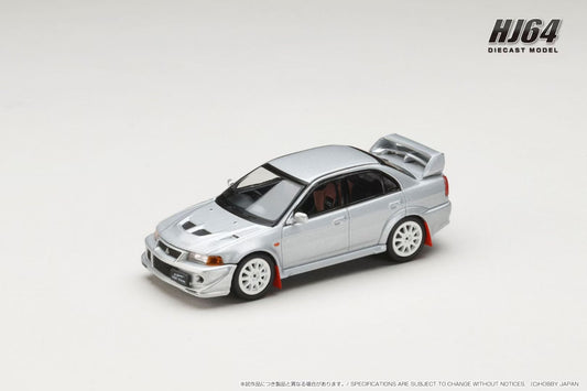 Hobby Japan 1:64 MITSUBISHI LANCER GSR EVOLUTION 6 (T.M.E) (CP9A) 2000 with Mud flap Satellite Silver (M) Official Licensed (HJ642033BS)
