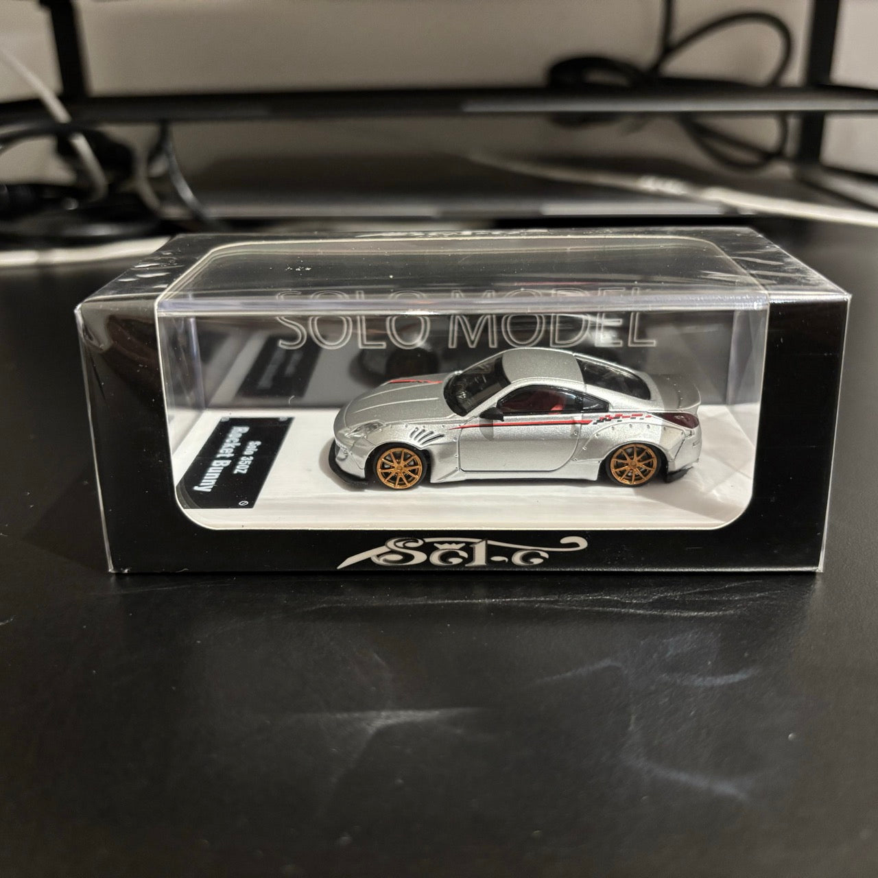 Solo 1:64 Nissan Fairlady Z33 350Z Pandem Rocket Bunny Custom Silver with Red Lines