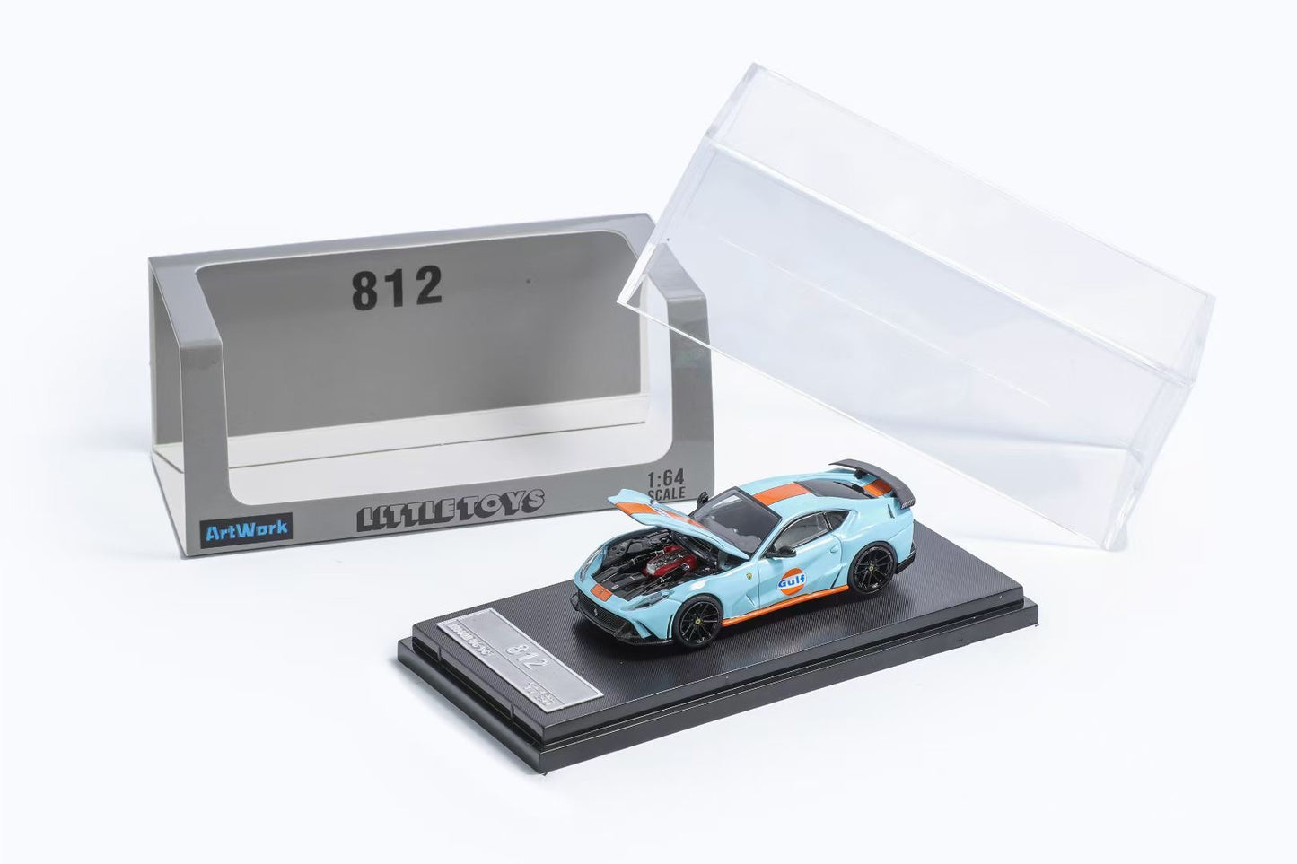 Little Toy 1:64 Ferrari 812 N-Largo MR V12 Novitec Custom Gulf Edition Openable Engine Hood Limited 399 Pieces