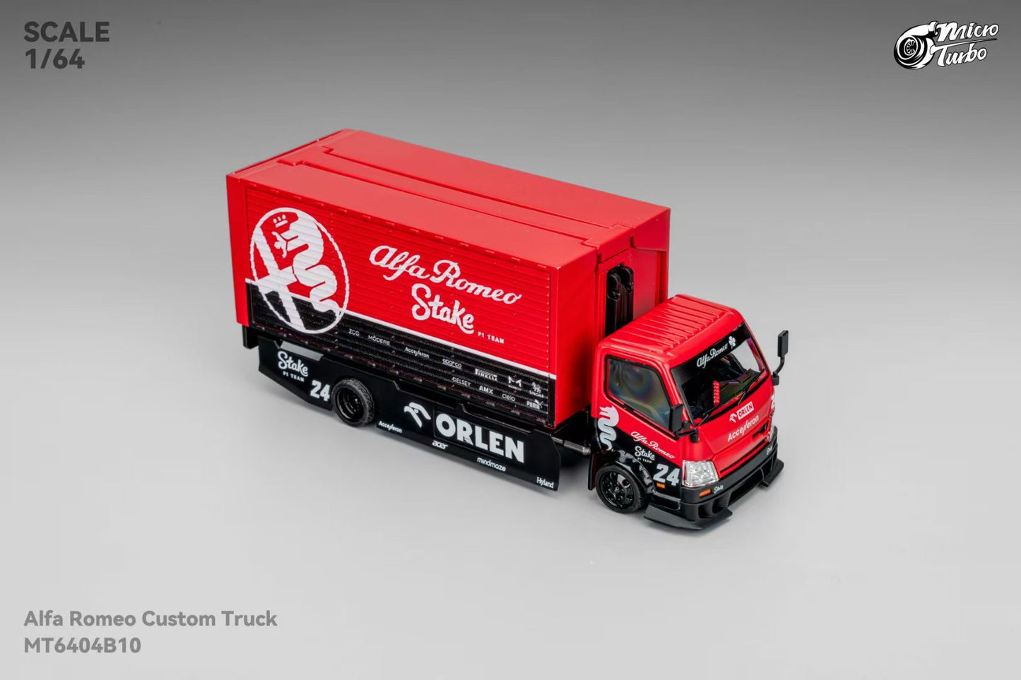 Micro Turbo 1:64 Hino 300 Series MK2 Custom Extendable Gull Wing Truck Alfa Romeo Custom Truck