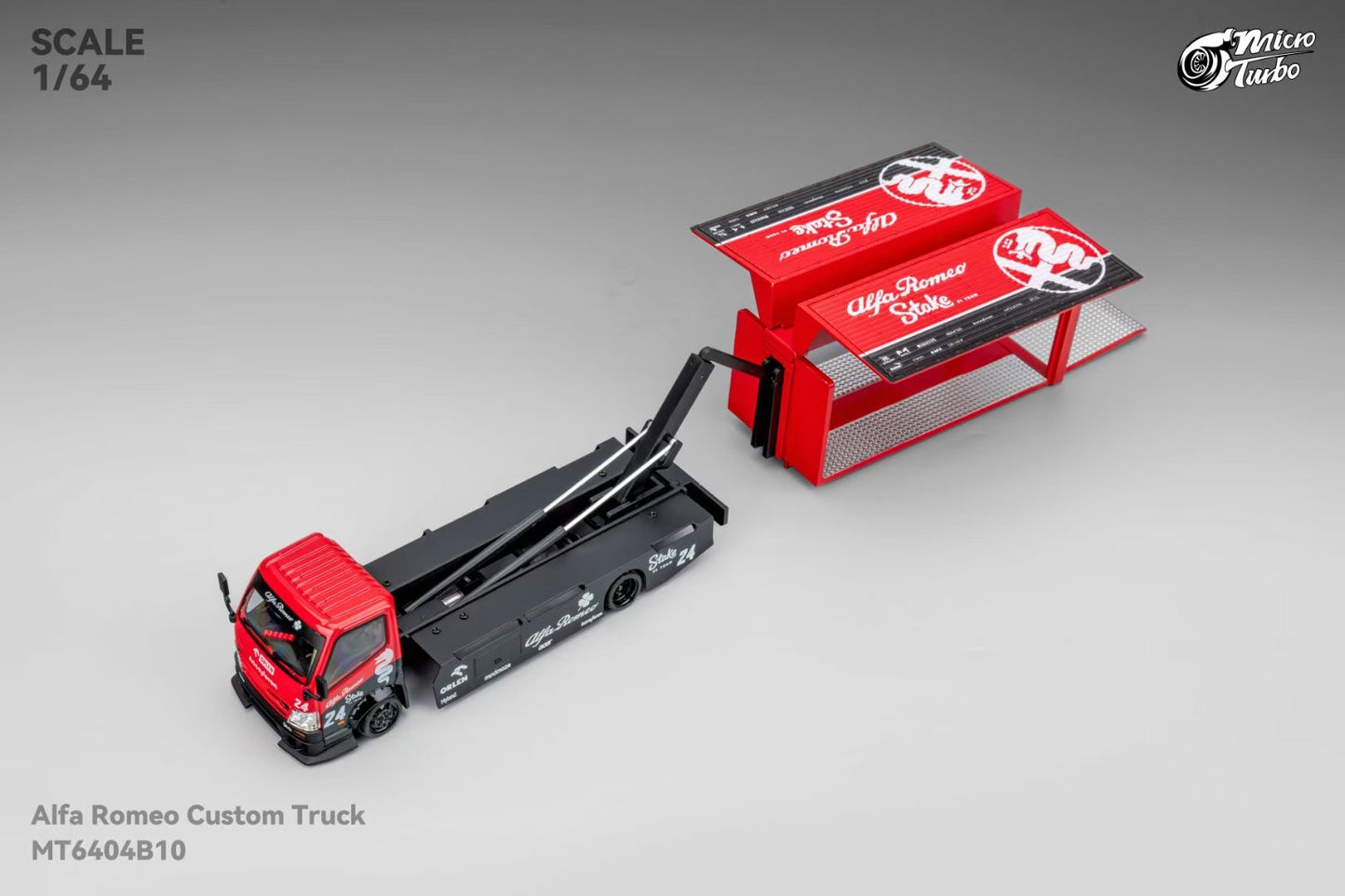 Micro Turbo 1:64 Hino 300 Series MK2 Custom Extendable Gull Wing Truck Alfa Romeo Custom Truck