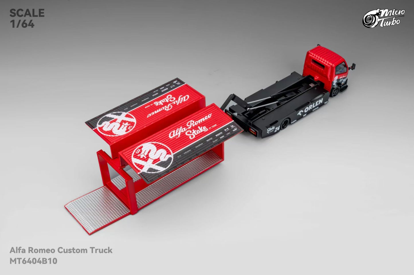 Micro Turbo 1:64 Hino 300 Series MK2 Custom Extendable Gull Wing Truck Alfa Romeo Custom Truck