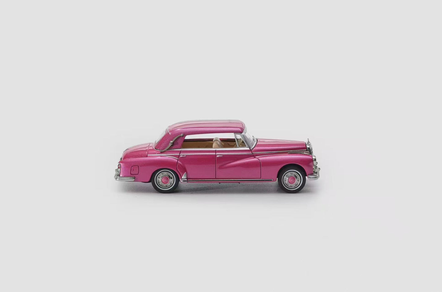 Mortal 1:64 Mercedes-Benz 300D Adenauer (W189) Soft Top Version Pink Limited 499 Pieces (Removable Roof Top, Magnetic Removable Front Hood with Detailed Engine)