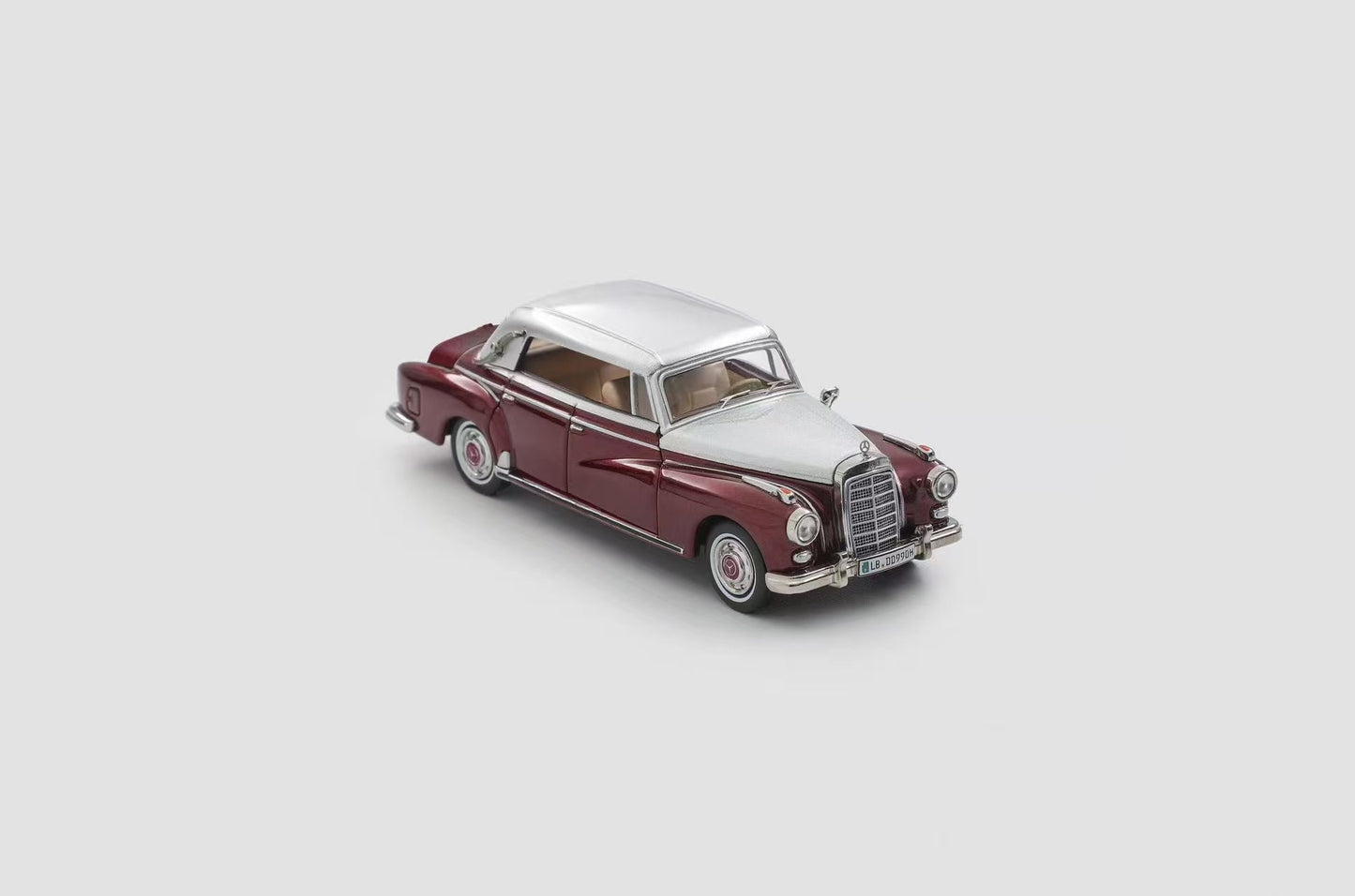 Mortal 1:64 Mercedes-Benz 300D Adenauer (W189) Soft Top Version Red & Silver Limited 499 Pieces (Removable Roof Top, Magnetic Removable Front Hood with Detailed Engine)