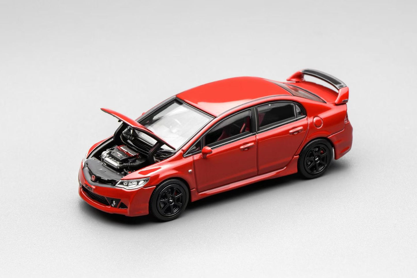 Motorhelix Senior Series 1:64 Honda Civic Type-R FD2 Mugen RR Red Openable Front Hood Detailed Engine (Honda & Mugen Double Official Licensed)
