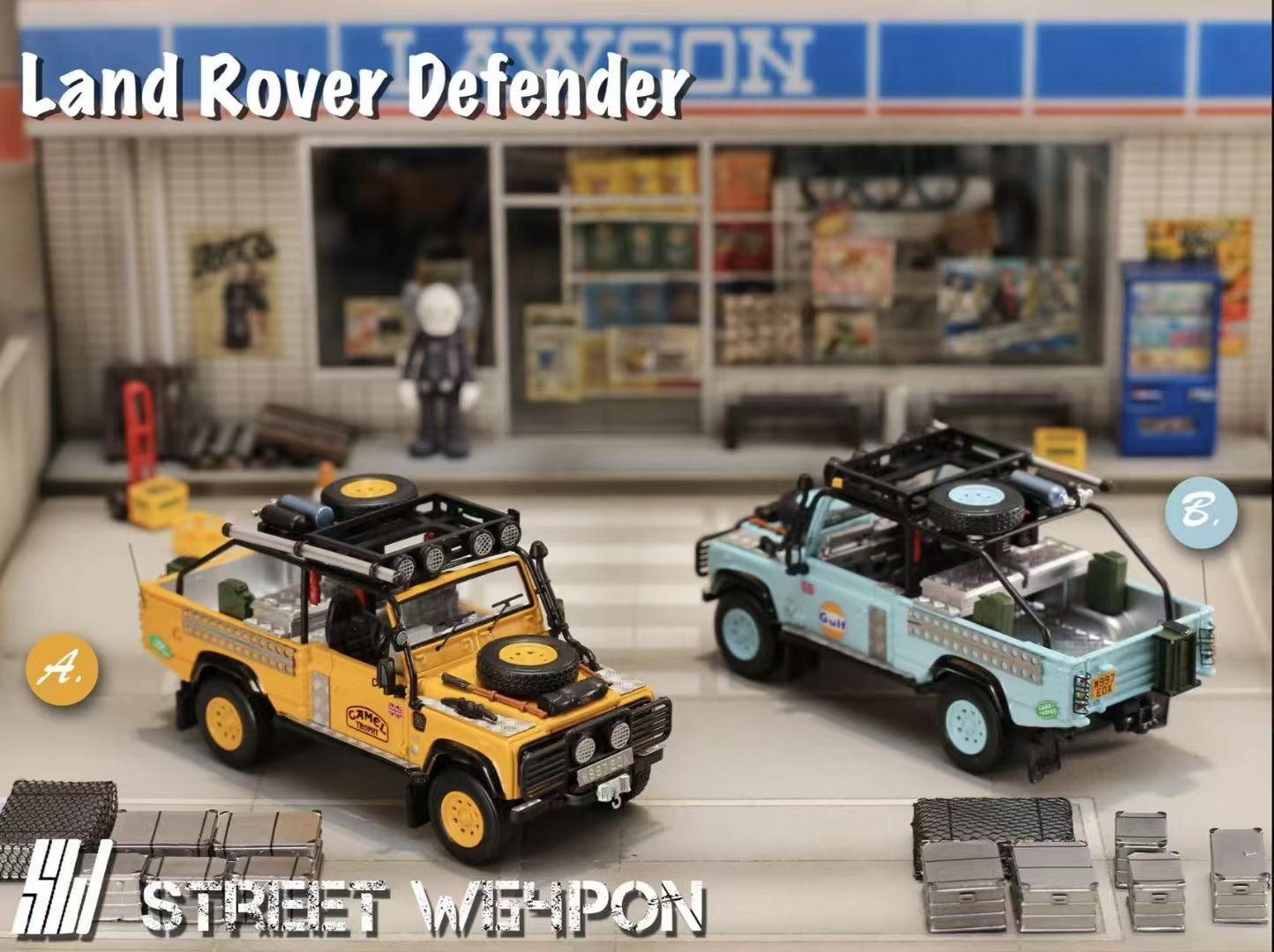 Street Weapon 1:64 Land Rover Defender Pick Up Tomb Raider Movie Film Camel Edition (Built with complicated parts) Limited 500 Pieces