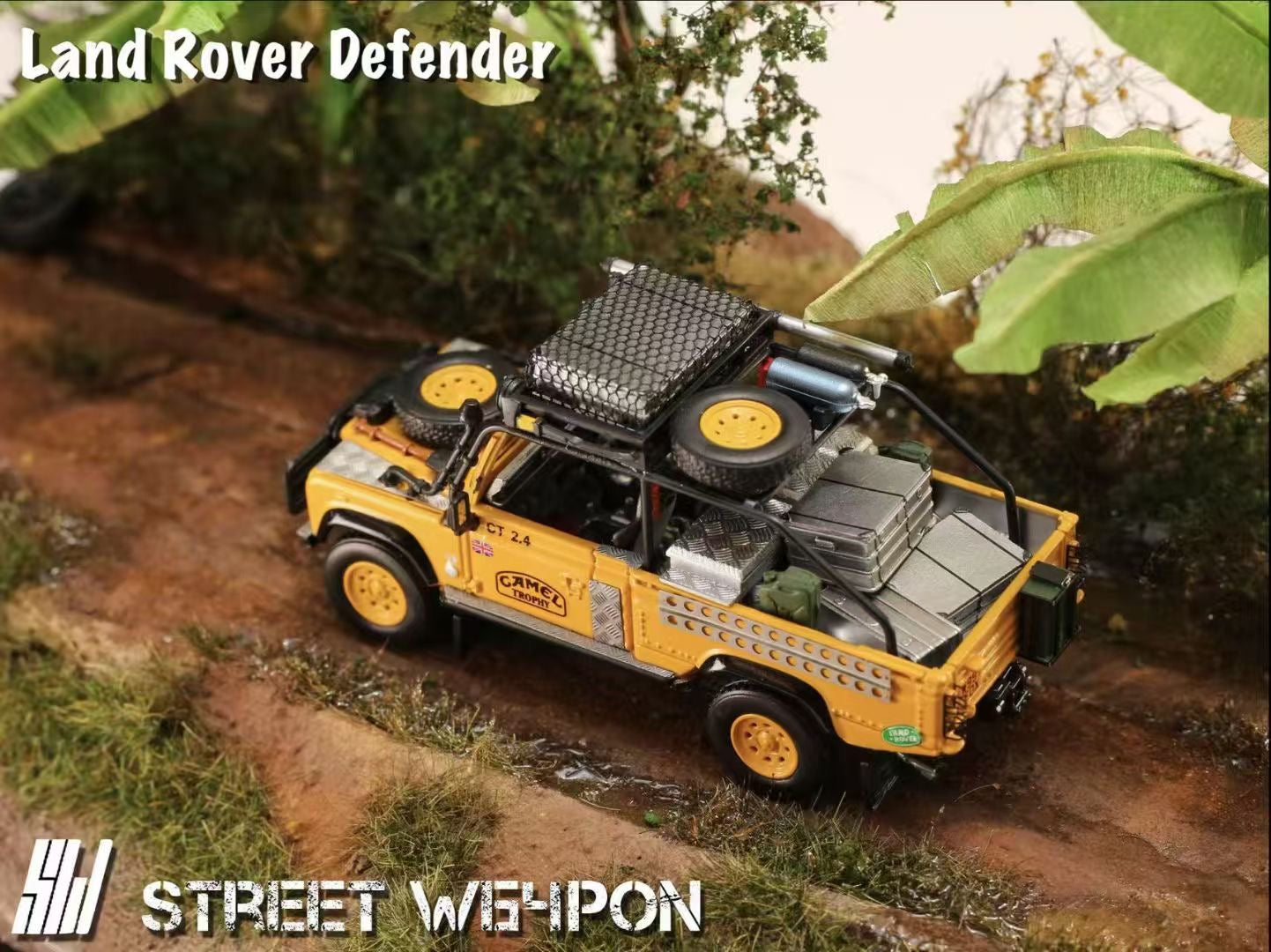 Street Weapon 1:64 Land Rover Defender Pick Up Tomb Raider Movie Film Camel Edition (Built with complicated parts) Limited 500 Pieces