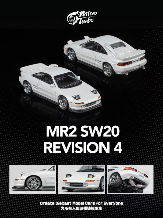 Micro Turbo 1:64 Toyota MR2 SW20 Revision 4 Metallic White Foldable Head Lights