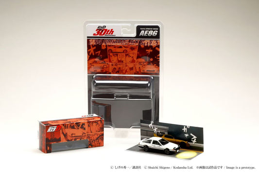 Hobby Japan x JDM64 1:64 Toyota Sprinter Trueno GT Apex AE86 White Front Hood Initial D 30th Anniversary Set A Takumi Fujiwara vs Keisuke Takahashi