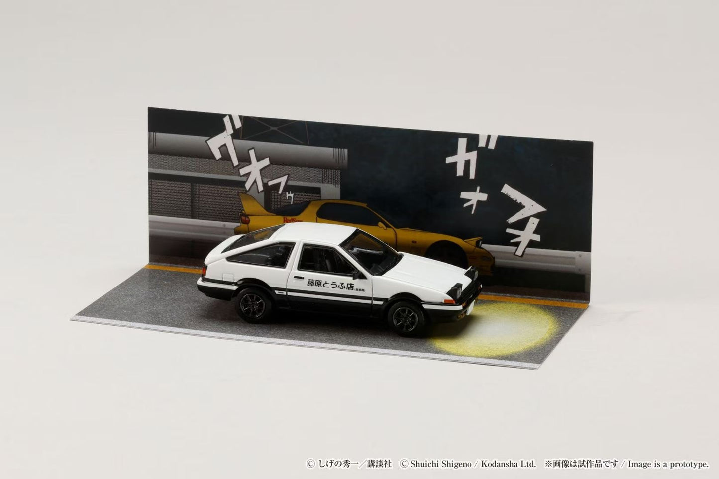 Hobby Japan x JDM64 1:64 Toyota Sprinter Trueno GT Apex AE86 White Front Hood Initial D 30th Anniversary Set A Takumi Fujiwara vs Keisuke Takahashi