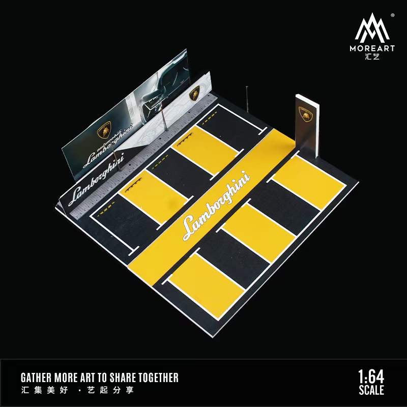 MoreArt 1/64 Car Park Parking Lot Scene Outdoor Diorama with LED Light- Lamborghini Edition