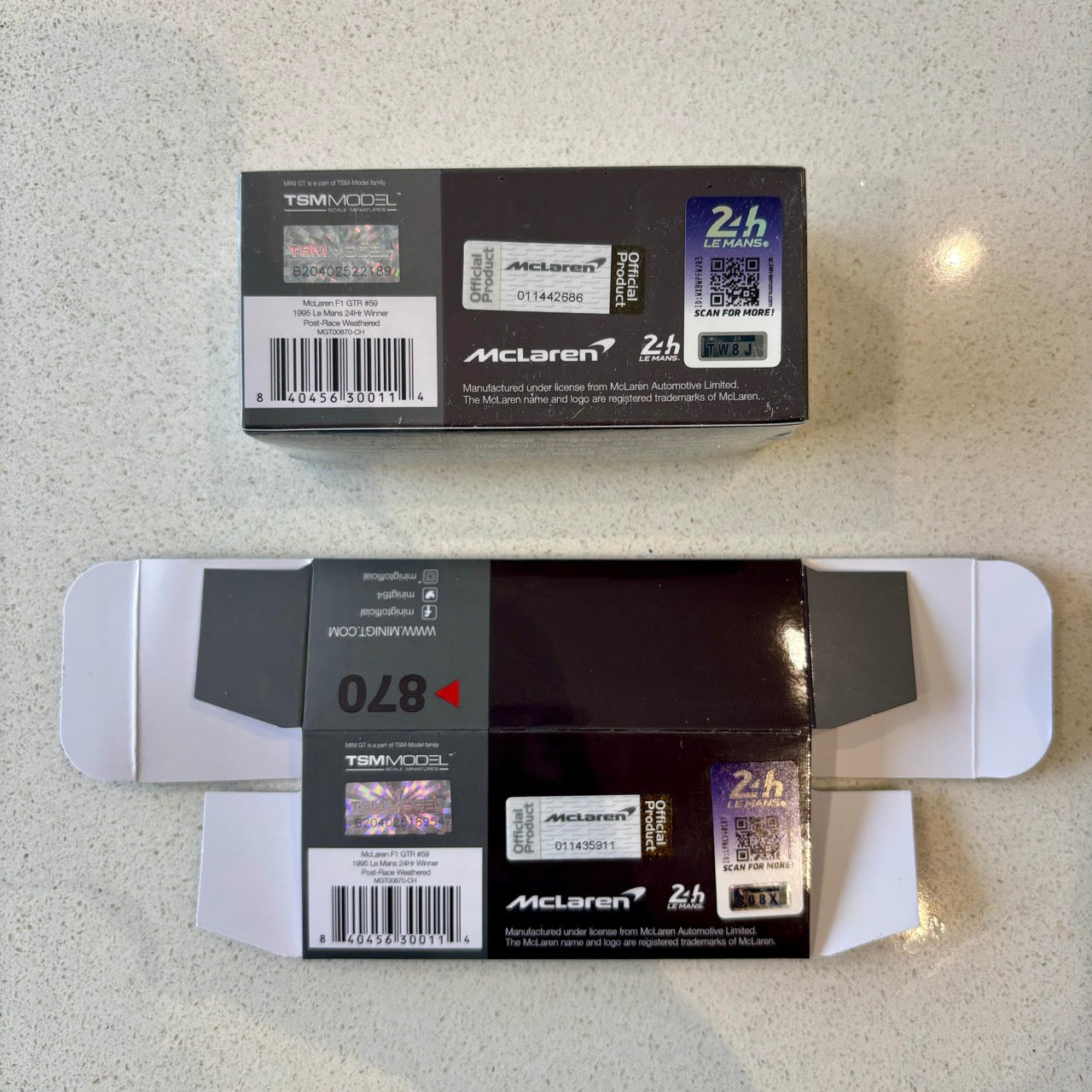 (Damaged Box with Replacement) Mini GT 1:64 McLaren F1 GTR #59 1995 Le Mans 24Hr Winner Post-Race Weathered (MGT00870-CH)