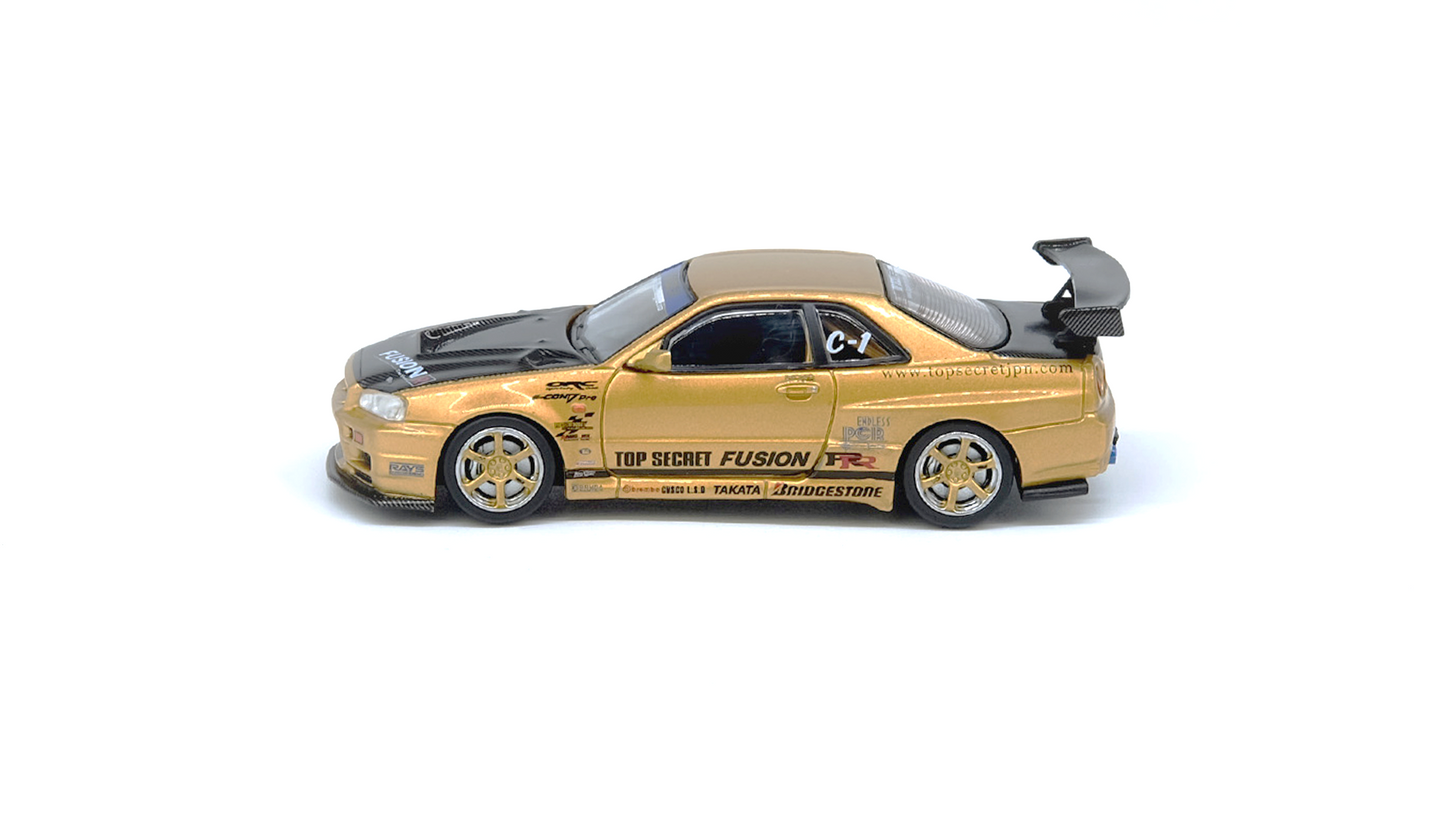 INNO64 1:64 Nissan TOP SECRET R34 GT-R Gold (IN64-R34TS-GOLD)