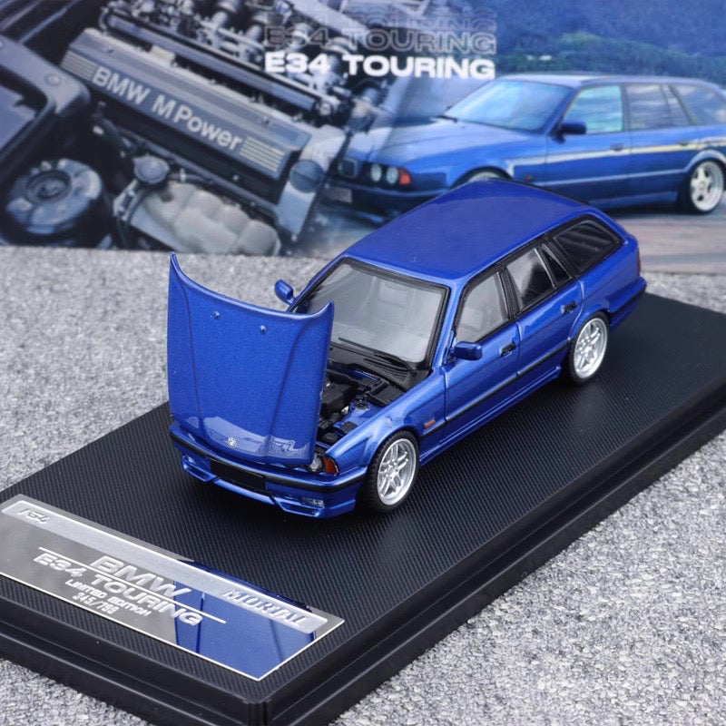 Mortal BMW 5 Series E34 Wagon Pearl Blue Ordinary Stance Openable Front Hood Detailed Engine Limited 799 Pieces