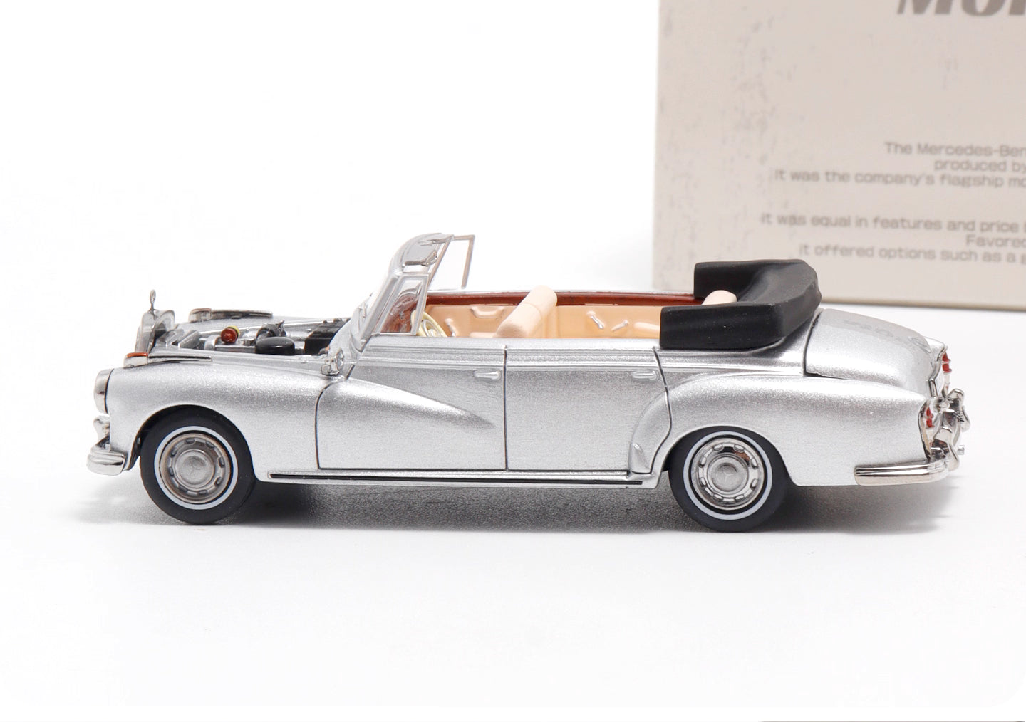Mortal 1:64 Mercedes-Benz 300D Adenauer (W189) Soft Top Version Silver Limited 499 Pieces (Removable Roof Top, Magnetic Removable Front Hood with Detailed Engine)