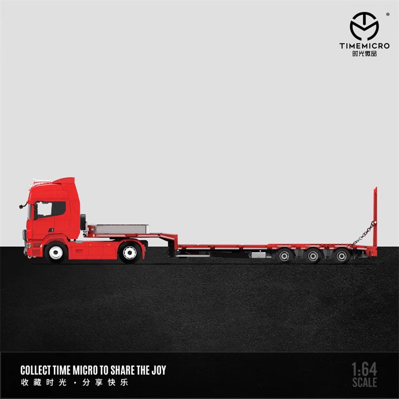 Time Micro 1:64 Scania Flat Bed Trailer Transporter Truck Red