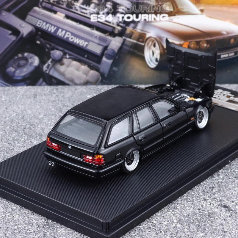 Mortal BMW 5 Series E34 Wagon Pearl Black Low stance Custom Openable Front Hood Detailed Engine Limited 799 Pieces