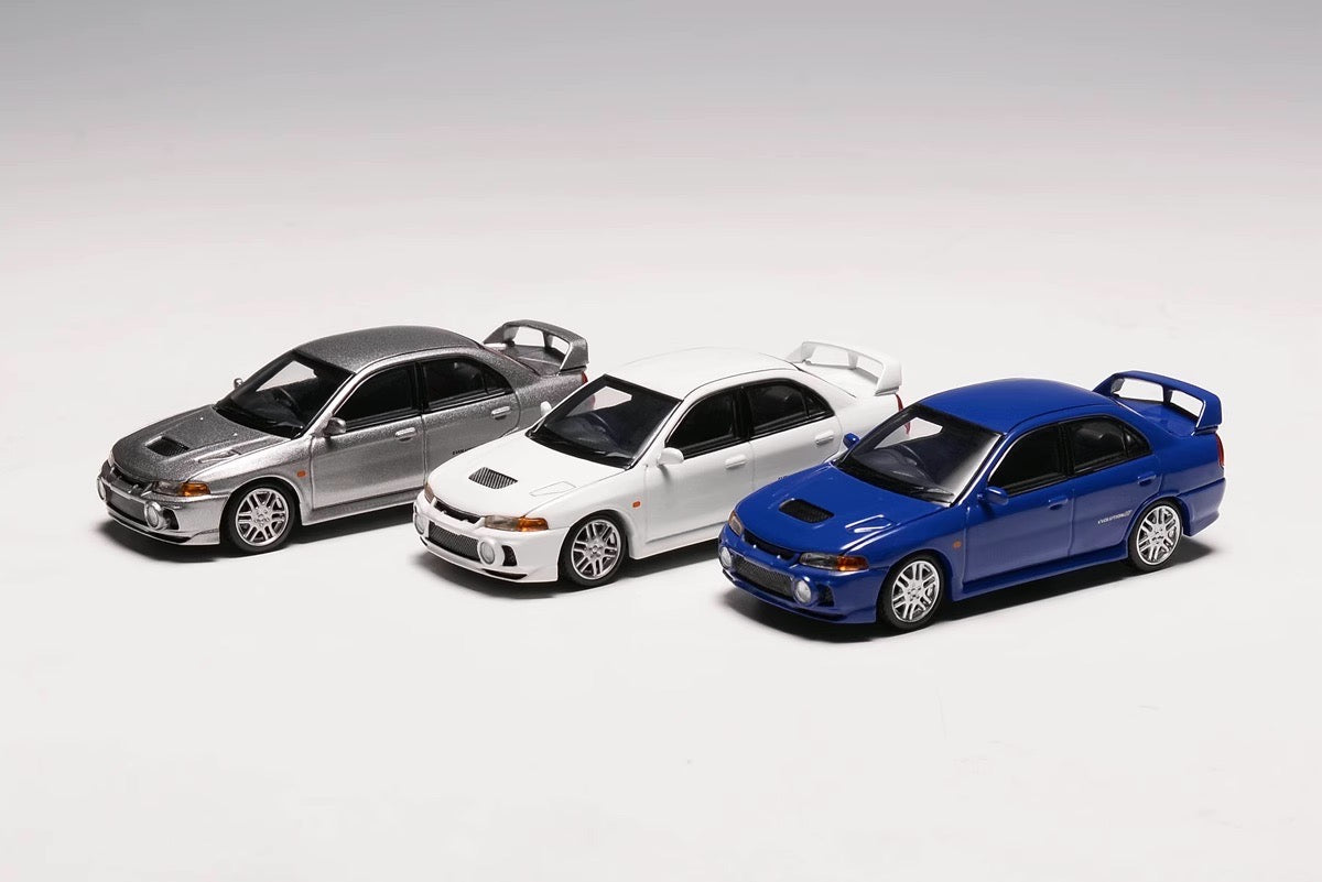 Motorhelix Senior Series 1:64 Mitsubishi Lancer Evolution 4 EVO IV Icelle Blue Openable Front Hood Detailed Engine - Mitsubishi Official Licensed