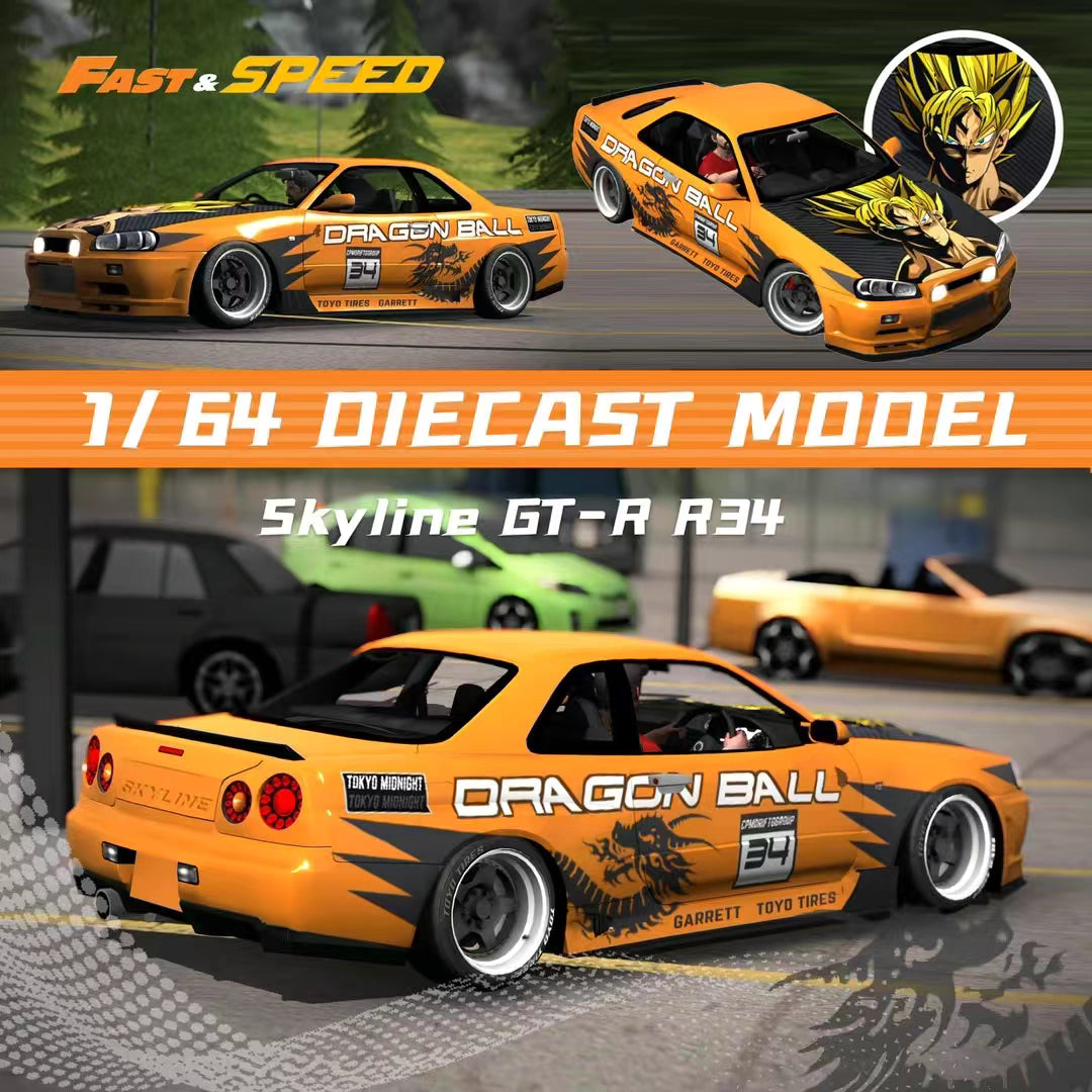 Fast Speed 1:64 Nissan GT-R BNR34 R34 Nismo Z-Tune Dragon Ball Gouku