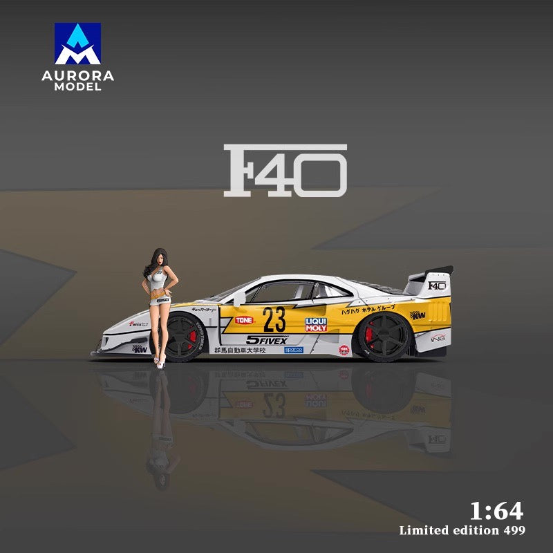 Aurora Model 1:64 Ferrari F40 Flash #23 with Model Girl Figure