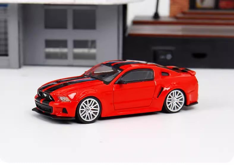 GDO X DCM 1:64 Ford Mustang GT MK5 2014 Race Red with Black Stripes