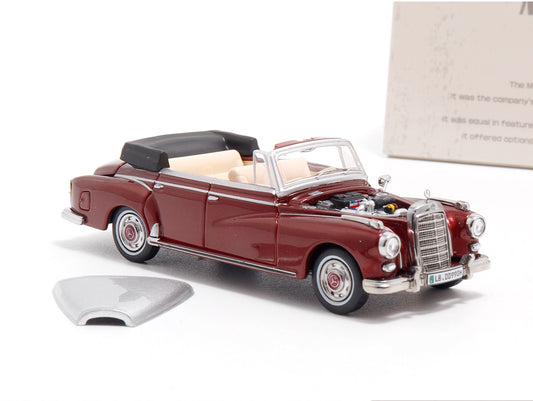 Mortal 1:64 Mercedes-Benz 300D Adenauer (W189) Soft Top Version Red & Silver Limited 499 Pieces (Removable Roof Top, Magnetic Removable Front Hood with Detailed Engine)
