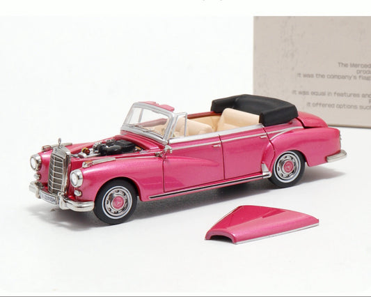 Mortal 1:64 Mercedes-Benz 300D Adenauer (W189) Soft Top Version Pink Limited 499 Pieces (Removable Roof Top, Magnetic Removable Front Hood with Detailed Engine)