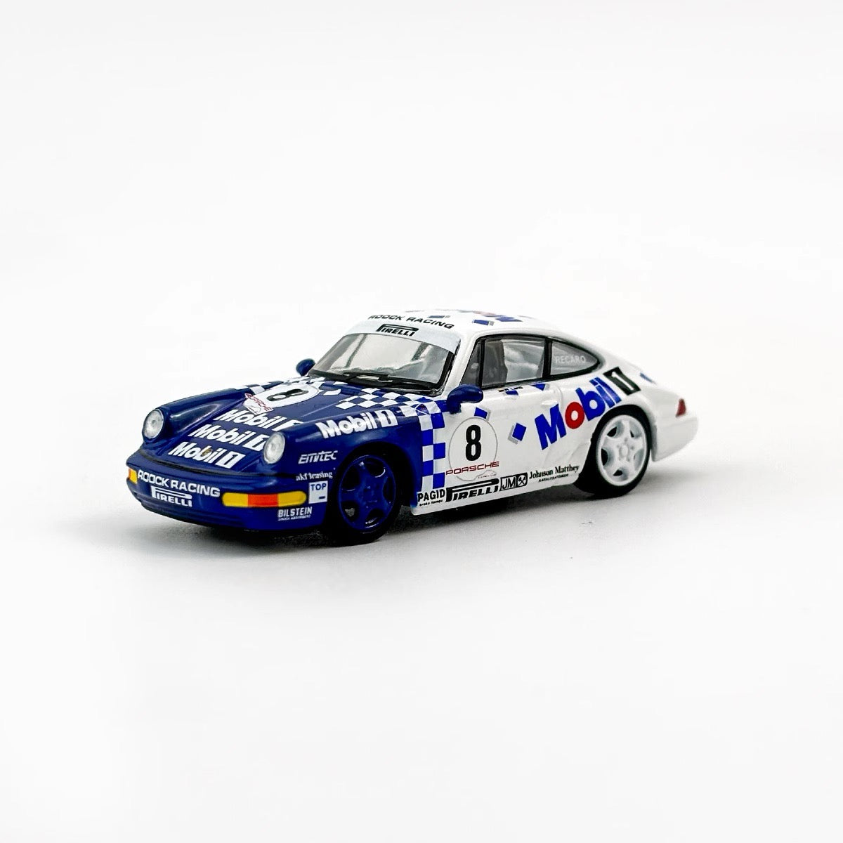 Sparky 1:64 Porsche 911 964 RS Mobil1 Carrera Cup 1993 #8 Blue and White