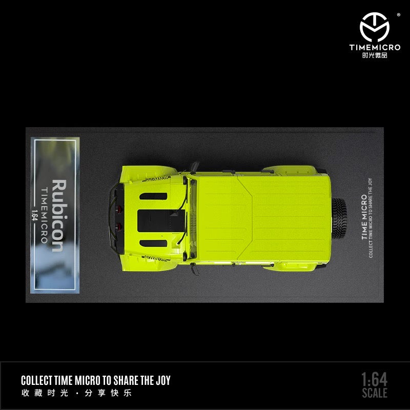 Time Micro 1/64 Jeep Wrangler Rubicon 4x4 4WD SUV Fluorescent Green Diecast Model Car