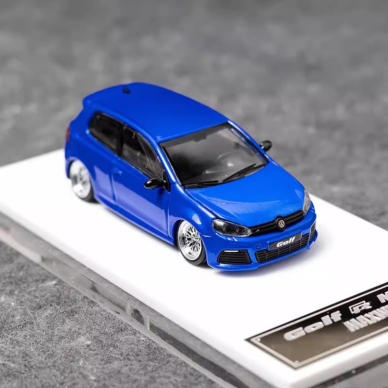 Maxwell 1:64 Volkswagen Golf GTI MK6 Pearl Blue BBS Wheels Low Stance Version Openable Front Hood Detailed Engine (China Beijing Hobby Expo HEC 2025 Event Edition)