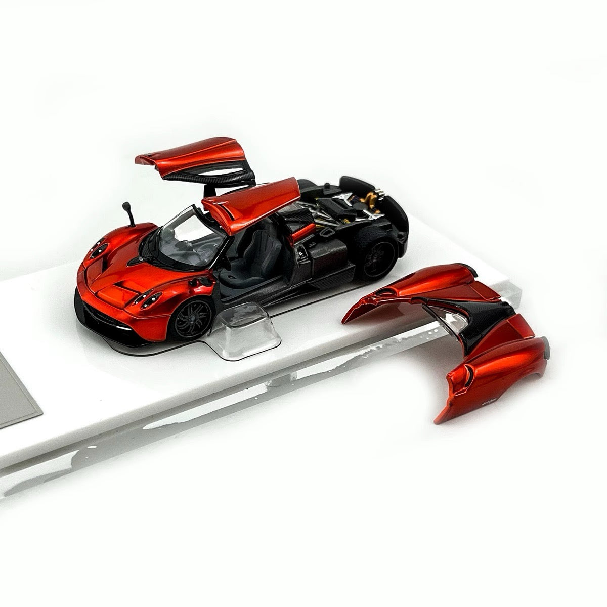 HKM Premium 1:64 Pagani Huayra Coupe 2014 Metallic Red (Movable Rear Engine Boot, 2 Gull Wing Doors, Front and Rear Spoilers) Limited 999 Pieces
