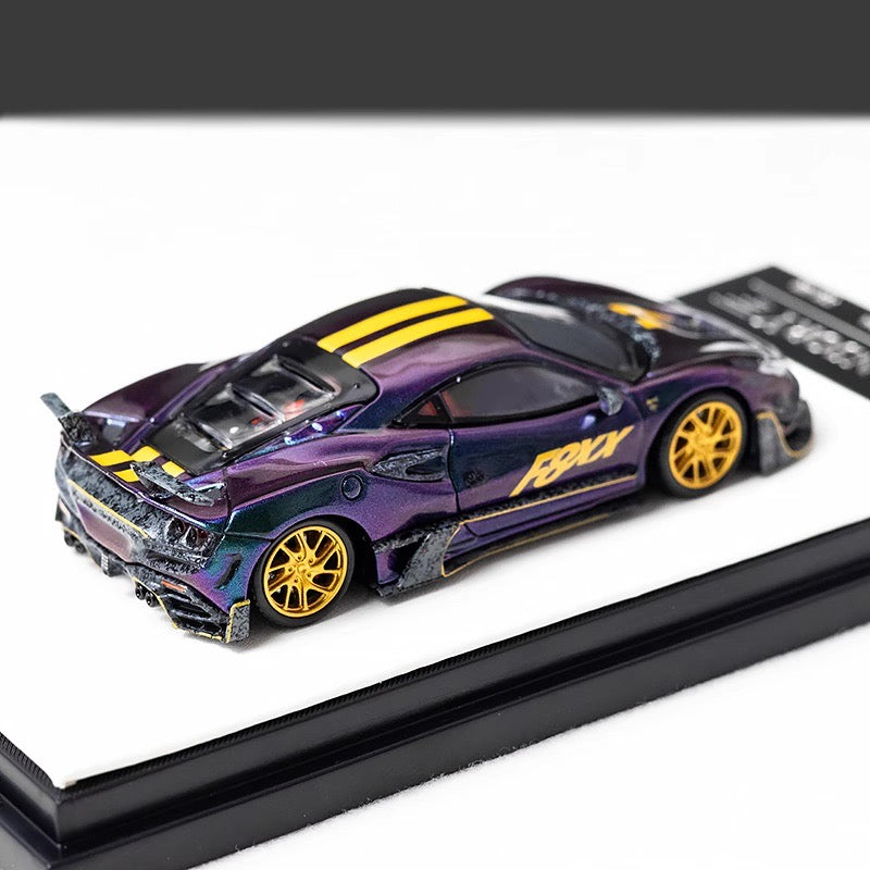 Aurora Model 1:64 Ferrari F8 F8XX Mansory Custom Metallic Chameleon Colours with Model Girl Figure