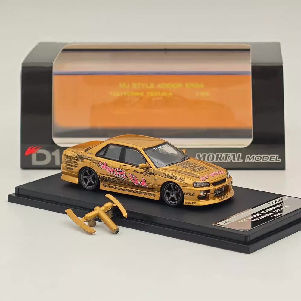 Mortal 1:64 Nissan Skyline GT-R ER34 25GTT GT-T Turbo Drift Version Gold Limited 999 Pieces