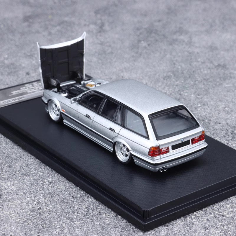 Mortal BMW 5 Series E34 Wagon Silver Low stance Custom Openable Front Hood Detailed Engine Limited 799 Pieces