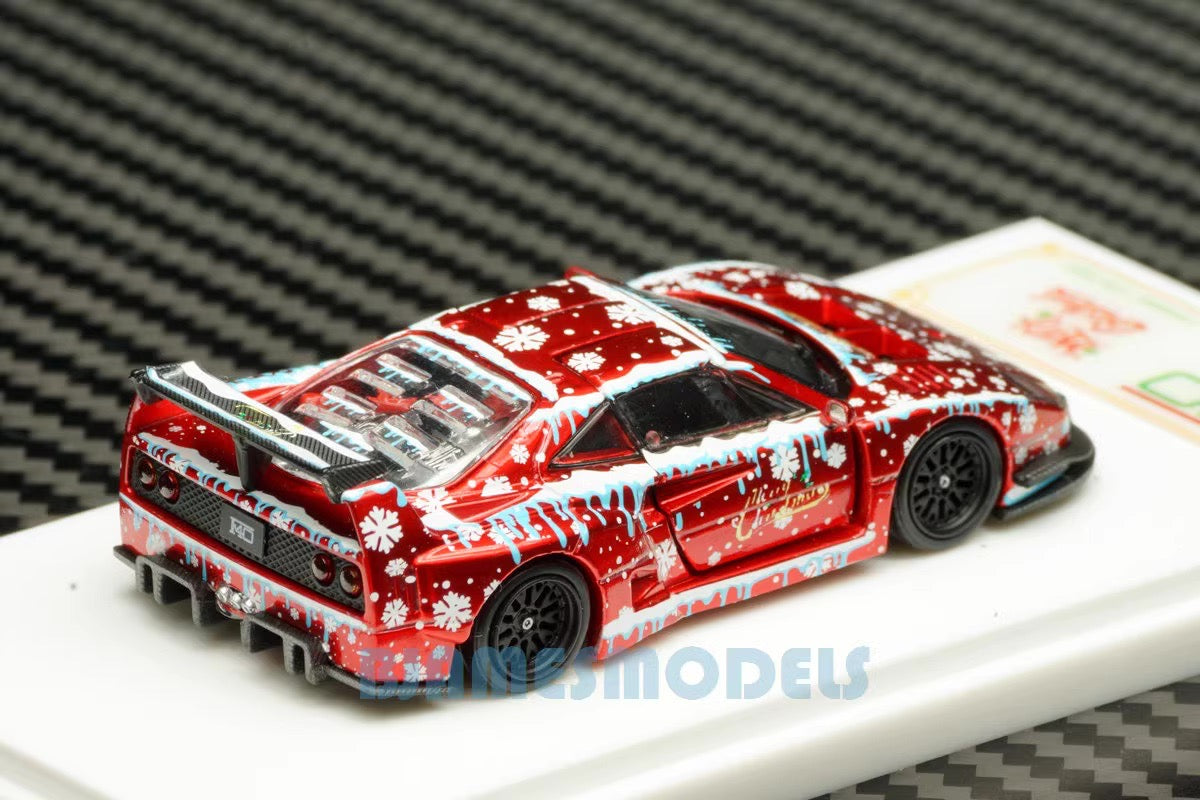 Demon King Auto 1:64 Ferrari F40 LB-Works LBWK Liberty Walk Openable Gull Wing Doors Christmas Edition Red Individual Number Limited 600 Pieces (Chase of a Chase Car)