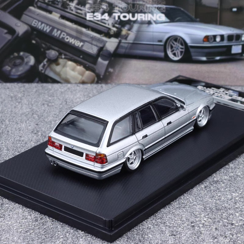 Mortal BMW 5 Series E34 Wagon Silver Low stance Custom Openable Front Hood Detailed Engine Limited 799 Pieces