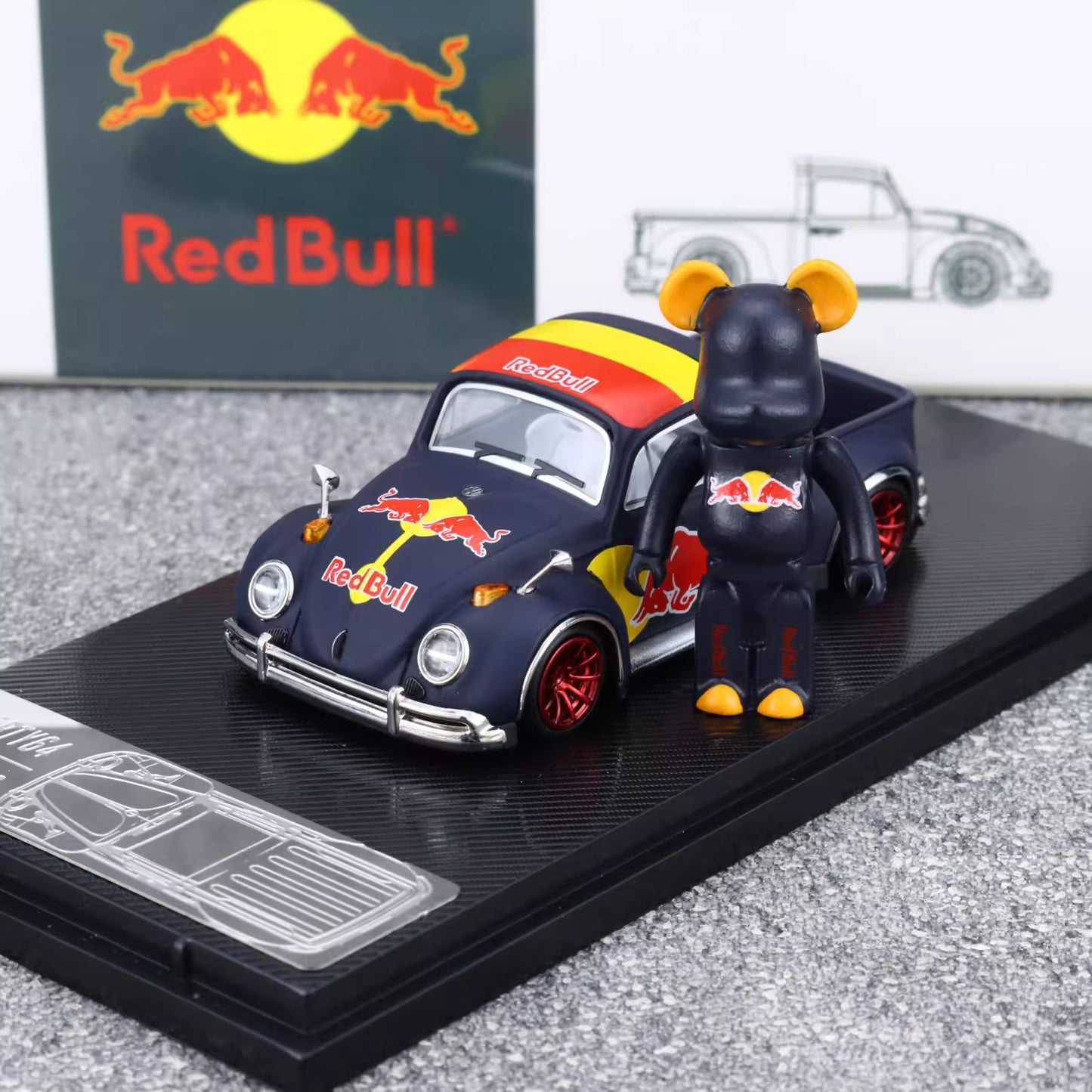 Liberty64 1:64 Volkswagen Beetle Pick up Truck Robert Design Concept Custom Red Bull Edition with Figure