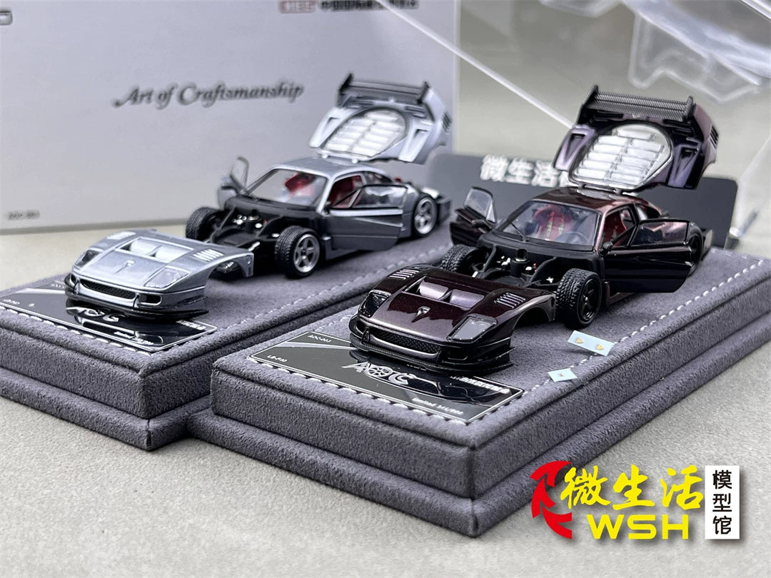 AOC 1:64 F40 Raw Metal Edition Hobby Expo China 2026 Limited Edition (Openable All Doors and Hoods with Detailed Engine and Decal Stickers)