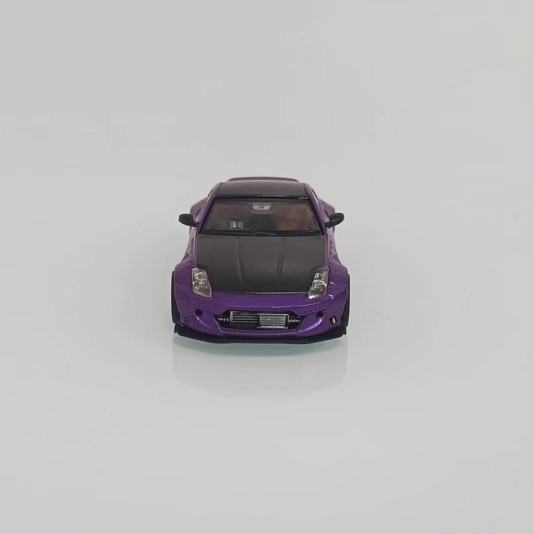 Solo 1:64 Nissan Fairlady Z33 350Z Pandem Rocket Bunny Custom Purple with Black Hood