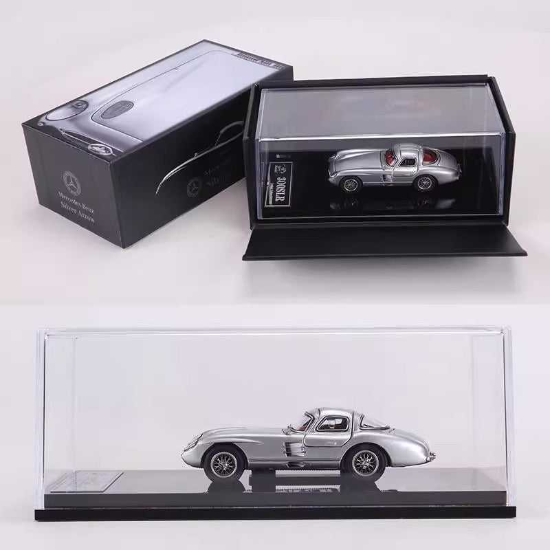 YS Model 1:64 Mercedes Benz SL Class MK1 300SLR W196S 1955 Uhlenhaut Coupe Openable Front Engine Hood and Gull Wing Doors