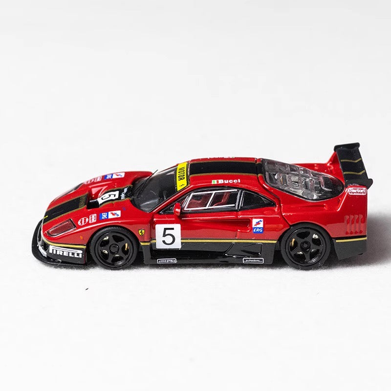 Stance Hunters 1:64 Ferrari F40 LM Removable Rear Engine Hood with Detailed Engine Red and Black #5