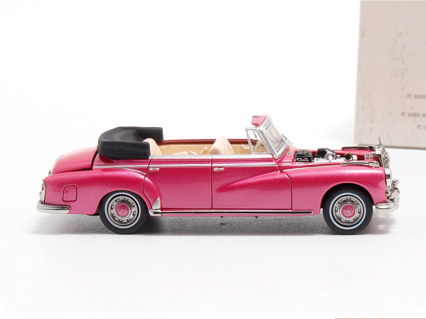 Mortal 1:64 Mercedes-Benz 300D Adenauer (W189) Soft Top Version Pink Limited 499 Pieces (Removable Roof Top, Magnetic Removable Front Hood with Detailed Engine)